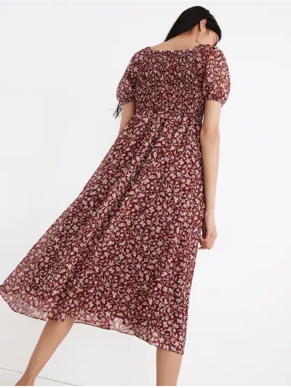 Madewell Lucie Smocked Button Front Midi Dress - Picture 2 of 11